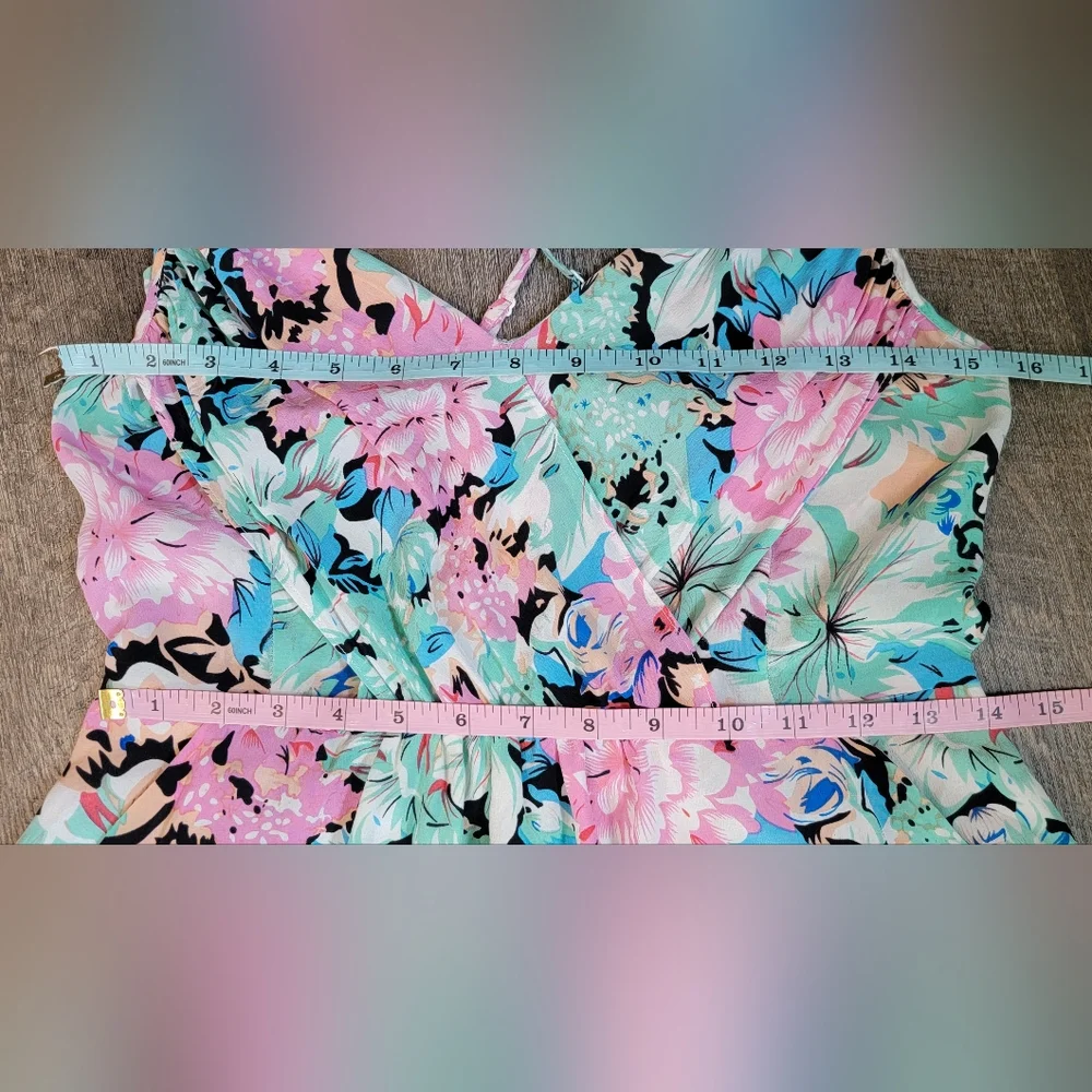 Yumi Kim X Revolove Pastel Paridise Maxi Dress Womens S Pink & Mint 100% Silk - Picture 11 of 14